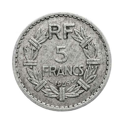 Francja, 5 franków, 1945 rok.