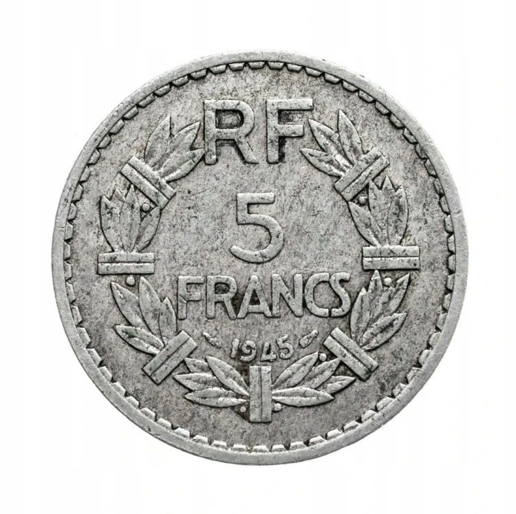Francja, 5 franków, 1945 rok.