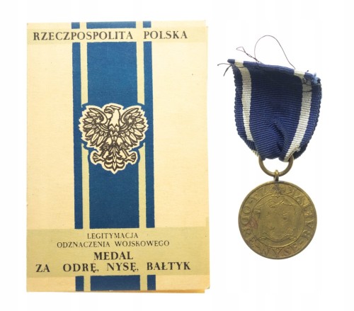 MEDAL ZA ODRĘ - NYSĘ - BAŁTYK Z LEGITYMACJĄ, WROCŁAW 1946