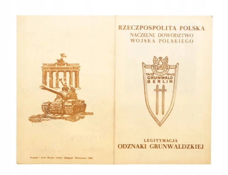ODZNAKA GRUNWALDZKA 1939-1945 Z LEGITYMACJĄ, WROCŁAW 1946