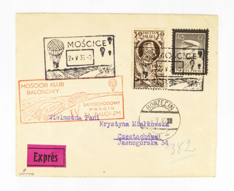 STARA KOPERTA LISTOWA - KLUB BALONOWY MOŚCICE, BORZĘCIN / CZĘSTOCHOWA 1936