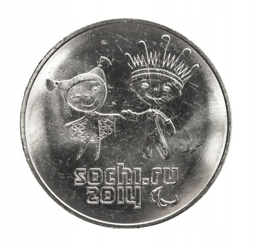 Rosja, 25 rubli, XI Zimowe Igrzyska Paraolimpijskie, Soczi - maskotki 2014r
