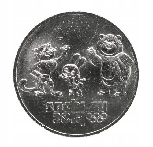 Rosja,25 rubli, XXII Zimowe Igrzyska Olimpijskie, Soczi 2014 maskotki 2014r