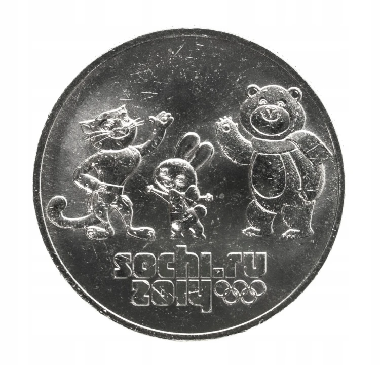 Rosja,25 rubli, XXII Zimowe Igrzyska Olimpijskie, Soczi 2014 maskotki 2014r