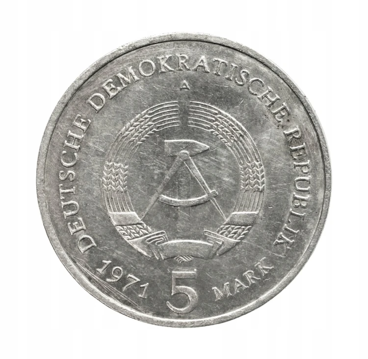 Niemcy, NRD, 5 marek Brama Brandenburska w Berlinie, 1971 rok.