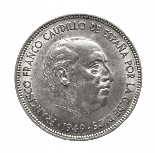 Hiszpania, Francisco Franco, 5 peset, 1949 rok.