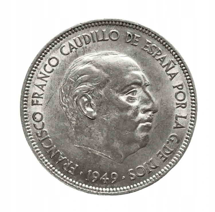 Hiszpania, Francisco Franco, 5 peset, 1949 rok.