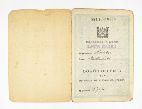 STARY DOWÓD OSOBISTY, ŁÓDŹ / WIELUŃ 1925