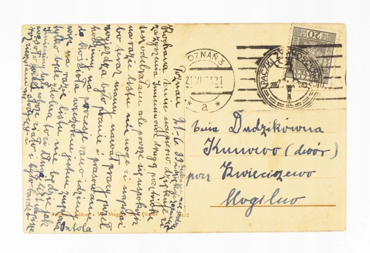 STARA POCZTÓWKA - ARCHANIOŁ GABRIEL, POZNAŃ / DWÓR KUNOWO, KWIECISZEWO 1933
