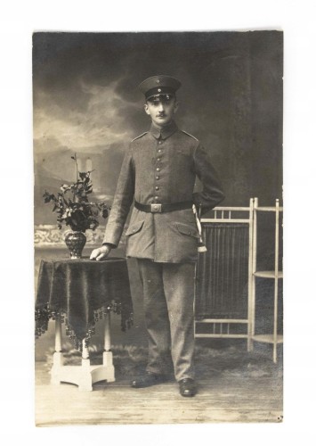 FOTOGRAFIA / POCZTÓWKA - POLAK W MUNDURZE PRUSKIM, STYRUM / OSTROWO 1917