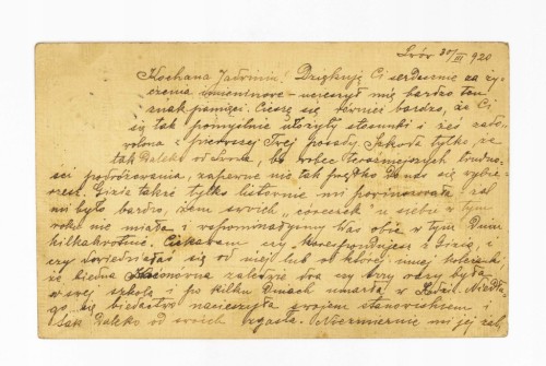 STARA POCZTÓWKA, LIST LWÓW / KOŚCIAN 1920