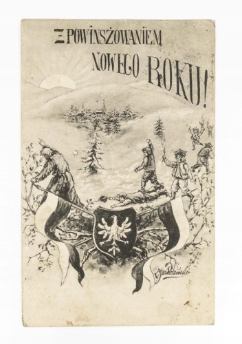 STARA POCZTÓWKA NOWOROCZNA - POLSKA / SMIDARY, CZECHY 1908