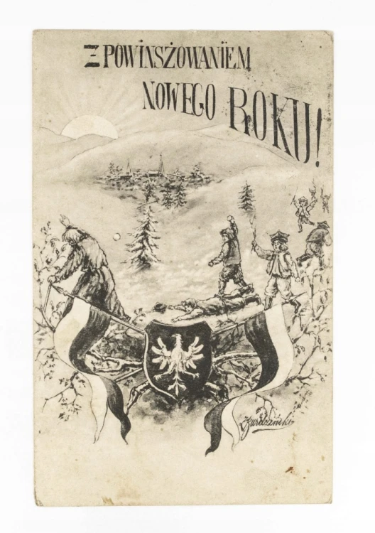 STARA POCZTÓWKA NOWOROCZNA - POLSKA / SMIDARY, CZECHY 1908