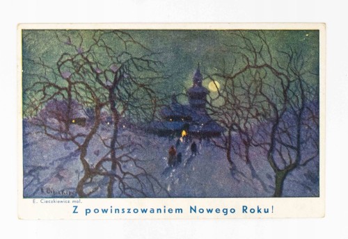 STARA POCZTÓWKA NOWOROCZNA - E. CIECZKIEWICZ, POZNAŃ 1943
