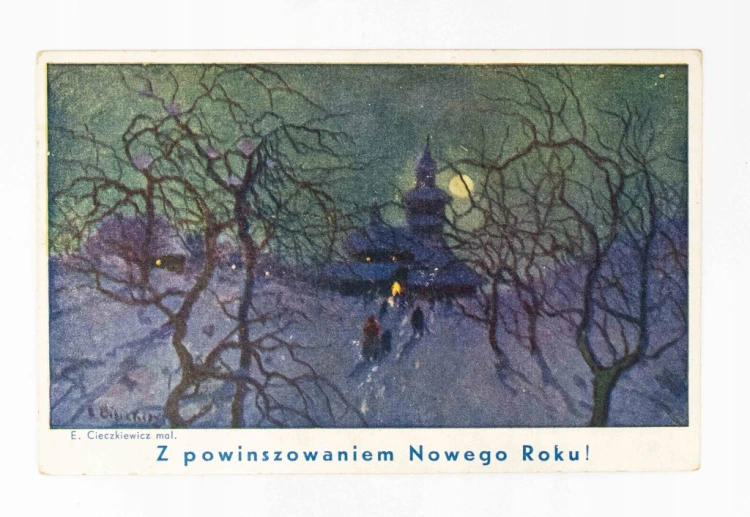 STARA POCZTÓWKA NOWOROCZNA - E. CIECZKIEWICZ, POZNAŃ 1943