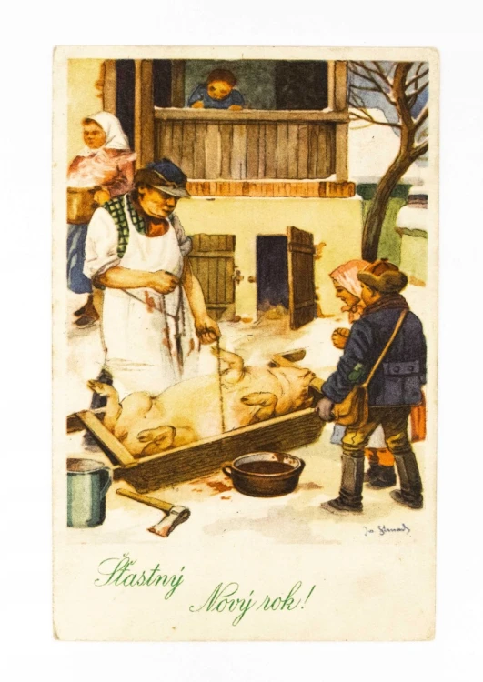 STARA POCZTÓWKA NOWOROCZNA - KRZYŻ WIELKOPOLSKI 1949
