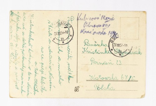 STARA POCZTÓWKA NOWOROCZNA - OSTRAWA / POZNAŃ 1954