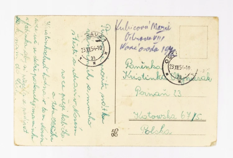 STARA POCZTÓWKA NOWOROCZNA - OSTRAWA / POZNAŃ 1954