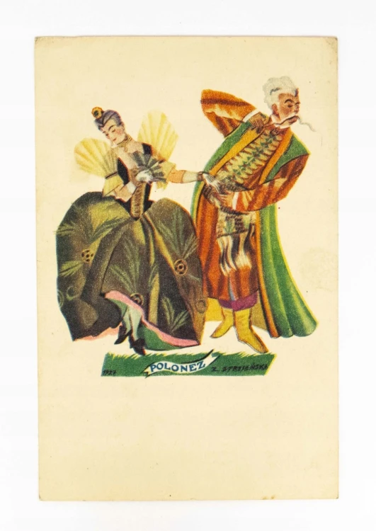 STARA POCZTÓWKA - POLONEZ, TAŃCE POLSKIE, ZOFIA STRYJEŃSKA 1927