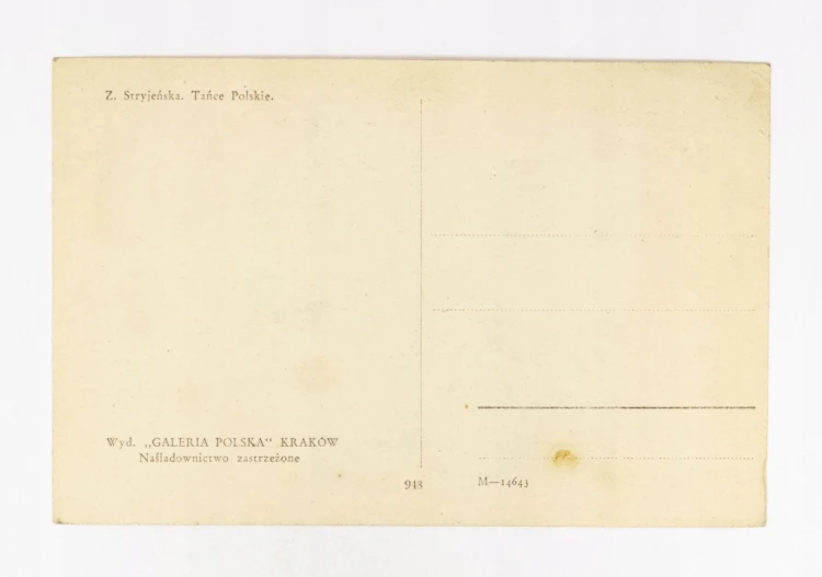 STARA POCZTÓWKA - POLONEZ, TAŃCE POLSKIE, ZOFIA STRYJEŃSKA 1927