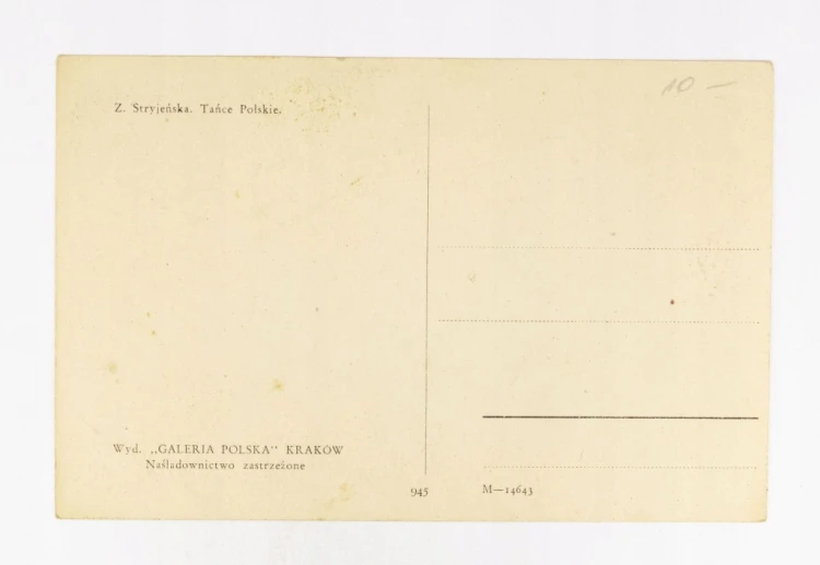 STARA POCZTÓWKA - POLKA, TAŃCE POLSKIE, ZOFIA STRYJEŃSKA 1927
