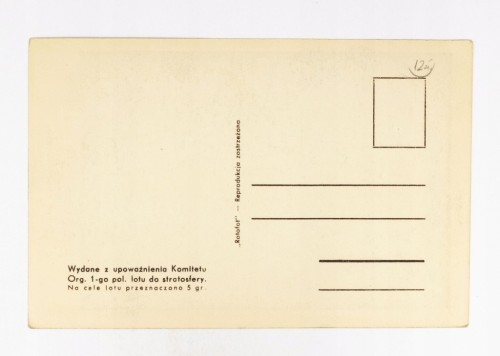 POCZTÓWKA LOT BALONU GWIAZDA POLSKI DO STRATOSFERY DOLINA CHOCHOŁOWSKA 1938