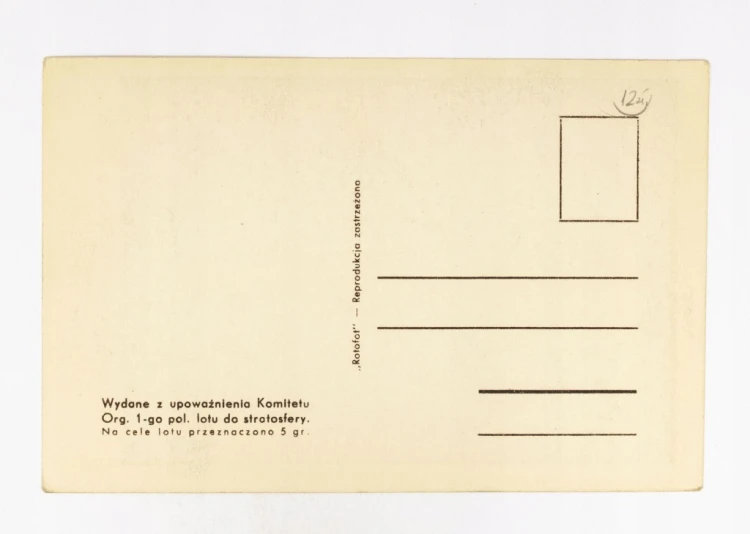 POCZTÓWKA LOT BALONU GWIAZDA POLSKI DO STRATOSFERY DOLINA CHOCHOŁOWSKA 1938
