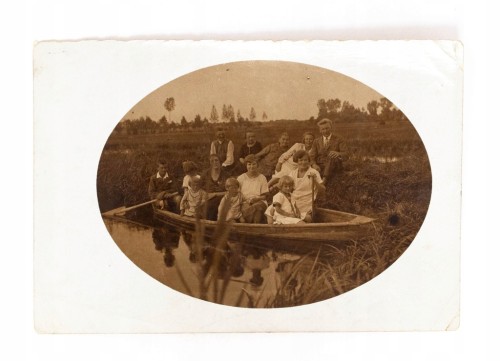STARA FOTOGRAFIA - ZDJĘCIE RODZINNE NA ŁÓDCE, WOROCHTA 1925