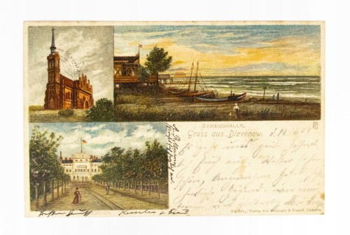DZIWNÓW - PLAŻA, ŁODZIE RYBACKIE, KOŚCIÓŁ, DOM ZDROJOWY 1902