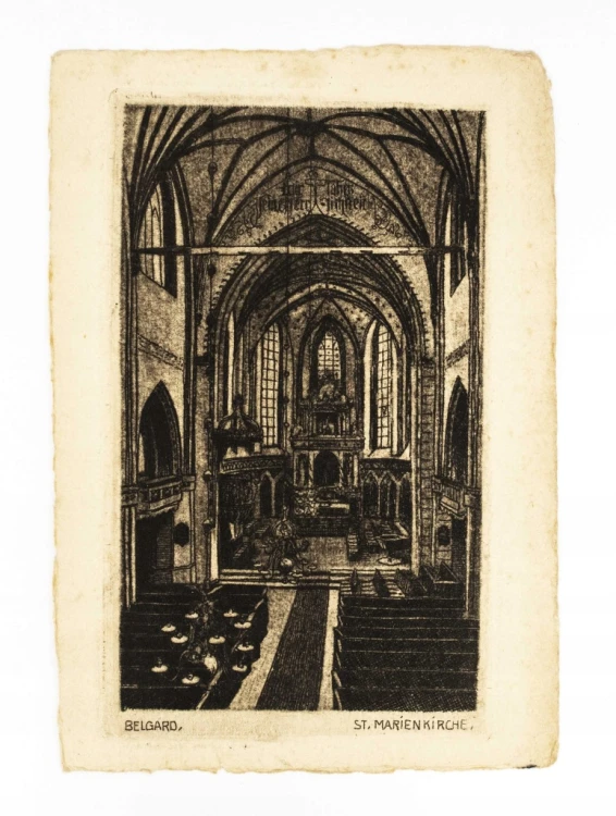 BIAŁOGARD - WNĘTRZE KOŚCIOŁA MARIACKIEGO, RYCINA 1925