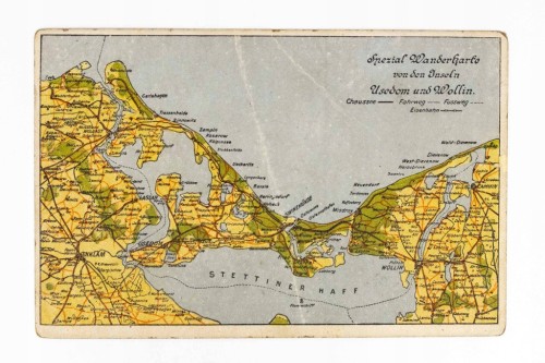 POCZTÓWKA, MAPA WYSPA WOLIN, ŚWINOUJŚCIE, MIĘDZYZDROJE, DZIWNÓW POCZ. XX W.
