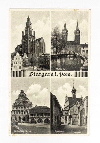 STARGARD - KOŚCIÓŁ, BRAMA MŁYŃSKA I WAŁOWA, RATUSZ 1938