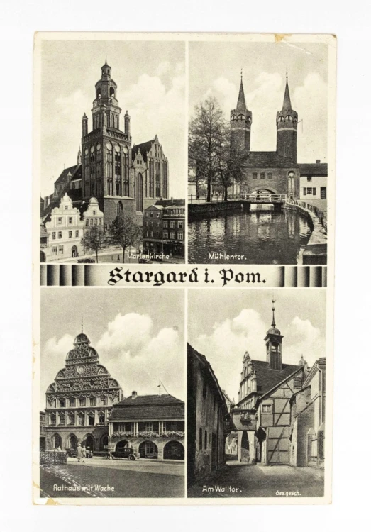 STARGARD - KOŚCIÓŁ, BRAMA MŁYŃSKA I WAŁOWA, RATUSZ 1938