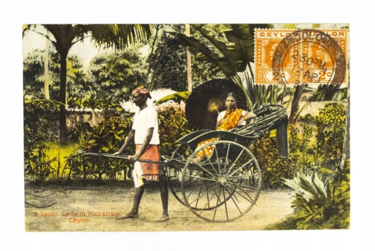 SRI LANKA - KOBIETA Z TAMILU NA RIKSZY 1932