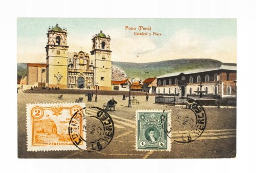 PERU, PUNO - KATEDRA ŚW. KAROLA I PLAC PLAZA MAYOR 1927