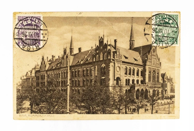 ŁOTWA, RYGA - SZKOŁA HANDLOWA 1926