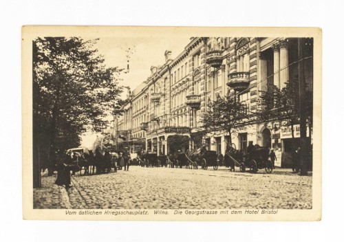 WILNO - HOTEL BRISTOL, POWOZY KONNE, FELDPOST 1916