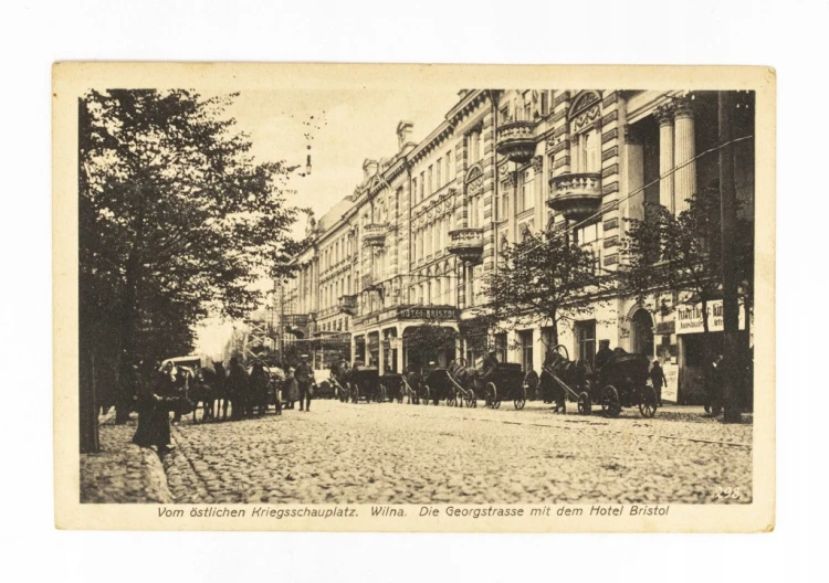 WILNO - HOTEL BRISTOL, POWOZY KONNE, FELDPOST 1916