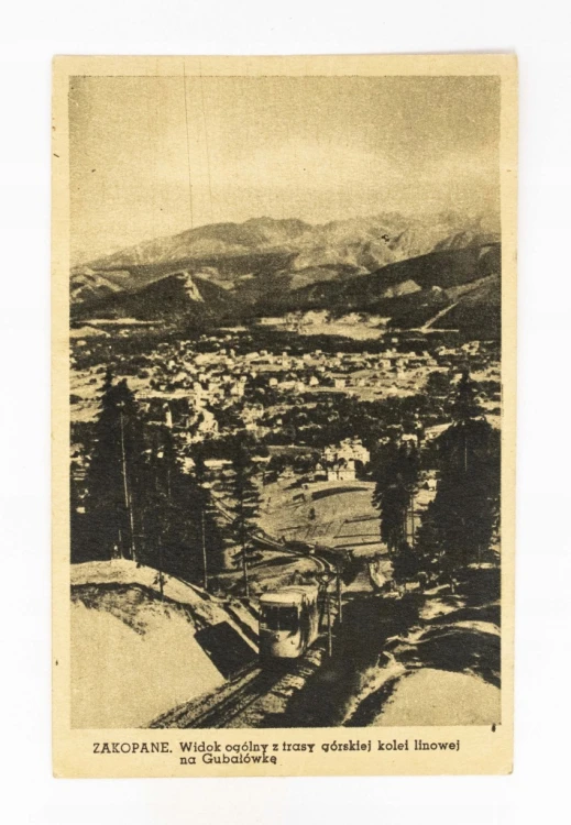 ZAKOPANE - PANORAMA MIASTA, KOLEJ NA GUBAŁÓWKĘ LATA 40