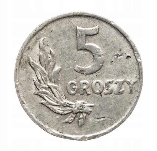 Polska, PRL, 5 groszy 1949, aluminium