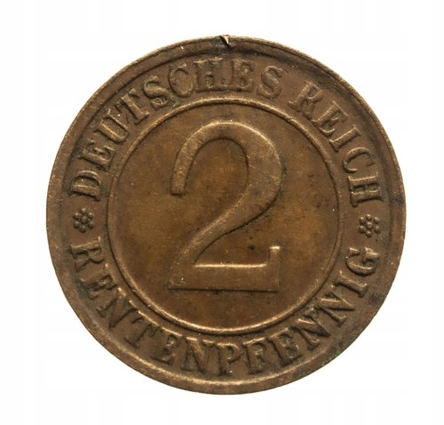Niemcy, Republika Weimarska, 2 Rentenpfennig 1924 / F, Stuttgart