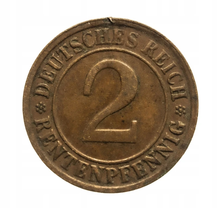 Niemcy, Republika Weimarska, 2 Rentenpfennig 1924 / F, Stuttgart