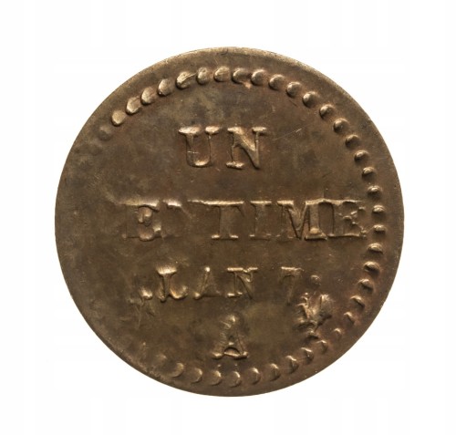 Francja, Pierwsza republika (1794 - 1803), 1 centym L'AN7 (1798) rok.