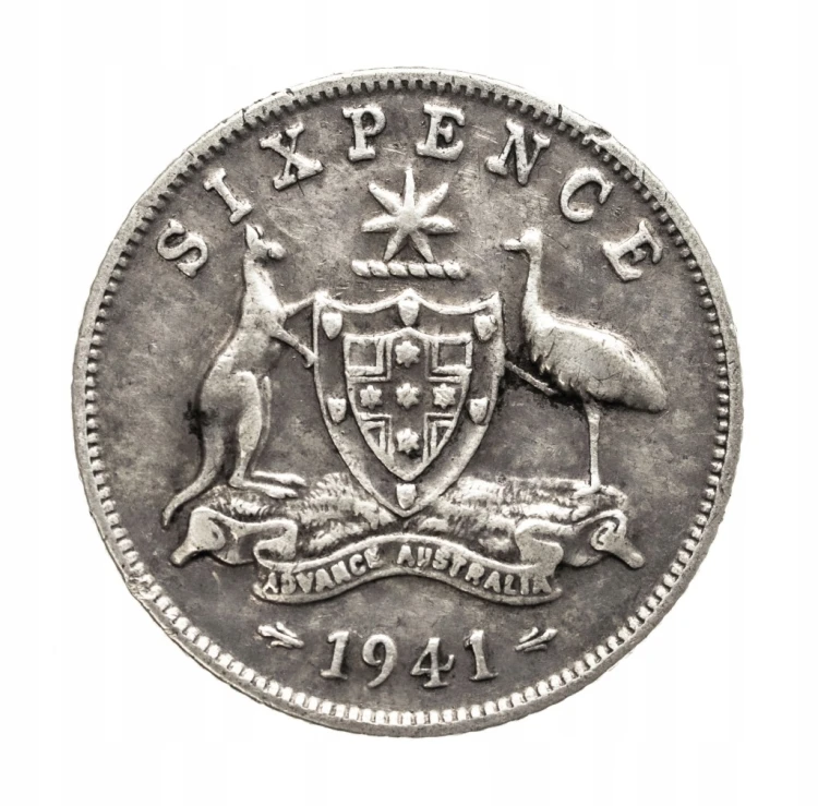 Australia, Jerzy VI (1937 - 1952), 6 pensów 1941 rok.