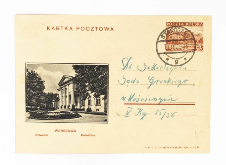 WARSZAWA - BELWEDER, STAROGARD / SĄD GRODZKI, KOŚCIERZYNA 1938