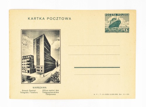 WARSZAWA - GMACH CENTRALI TELEGRAFU I TELEFONU 1935