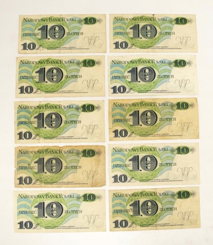 ZESTAW BANKNOTÓW PRL 10 ZŁ (nr 1)