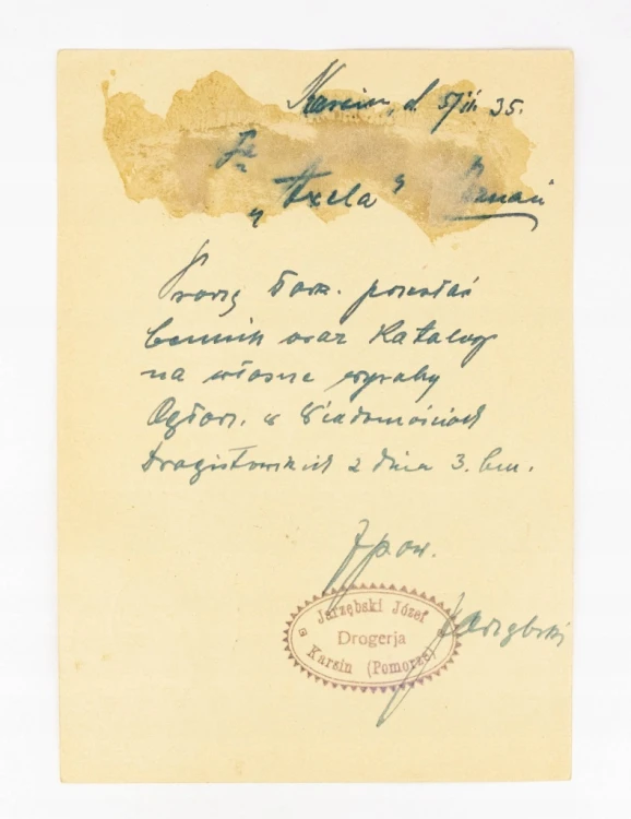 GOŁUCHÓW - PAŁAC, DROGERIA J. JARZĘBSKI, KARSIN / FABRYKA AXELA POZNAŃ 1935