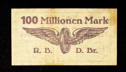 Śląsk, notgeld bon kolejowy 100 milionów marek, Wrocław 27.09.1923