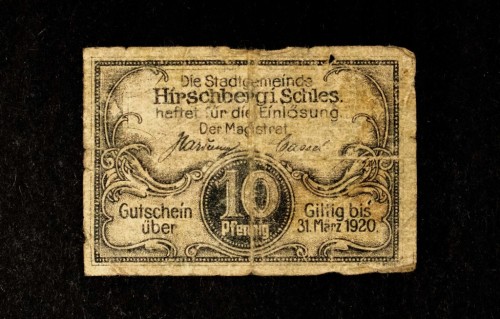 Śląsk, notgeld 10 fenigów, Jelenia Góra 31.03.1920
